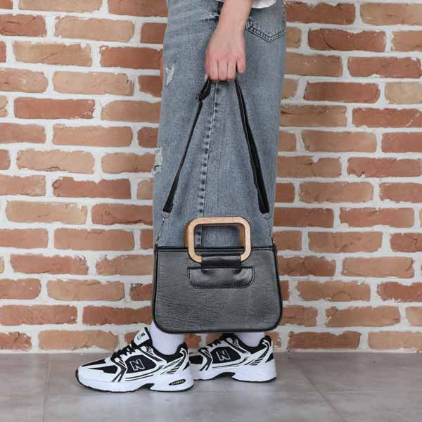 کیف زنانه دستی دسته چوبی KO چرم صنعتی کیفیت تضمینی